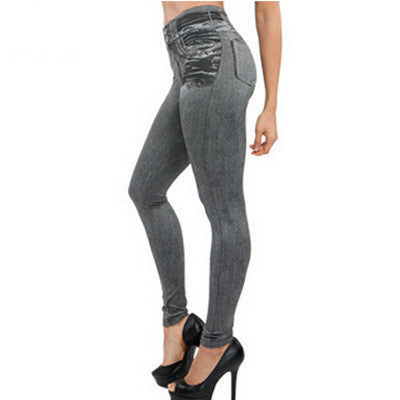 Seamless Stretch-Leg Imitation Denim Jeans