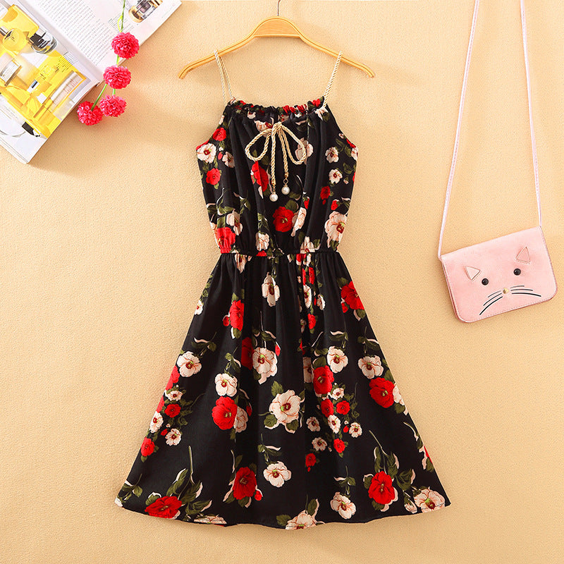 Women's Fresh Printed Sleeveless Short Dress One Size