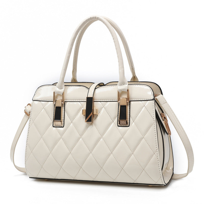 Large One Shoulder PU Messenger Handbag with Lock Closure