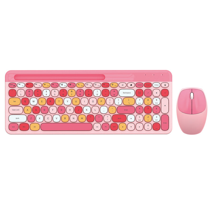 Ensemble clavier et souris de bureau sans fil 2,4 G couleur