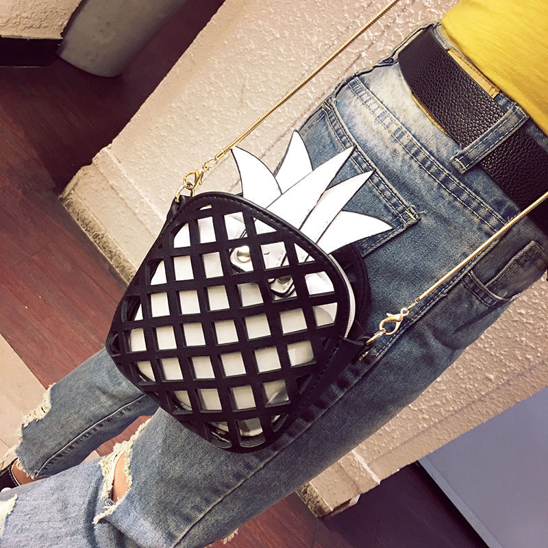 Pineapple PU One Shoulder Messenger Bag 14x16x7 cm