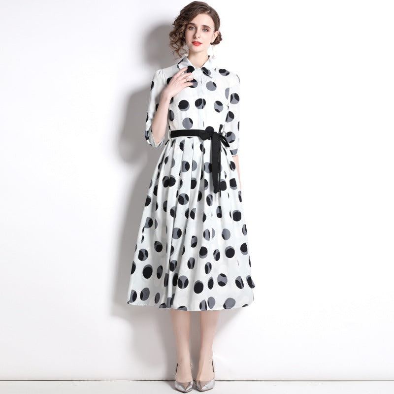 Women's Polka Dot Print Shirt Dress