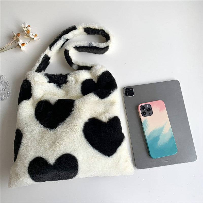 Grand sac shopping en peluche d'hiver pour femmes