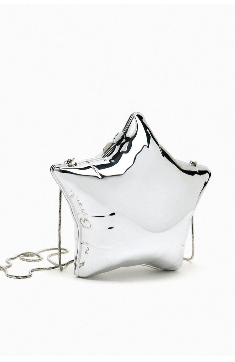 Silver One Shoulder Crossbody Bag for Women 19.5x17.5x10cm Acrylic Shell Shape