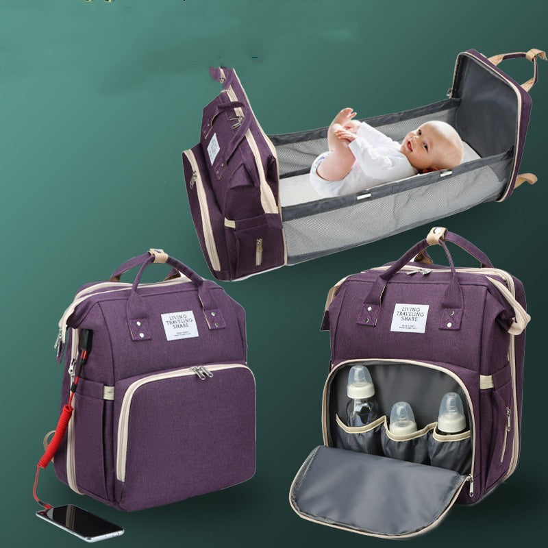 Sac à langer double épaule grande capacité portable avec matelas à langer