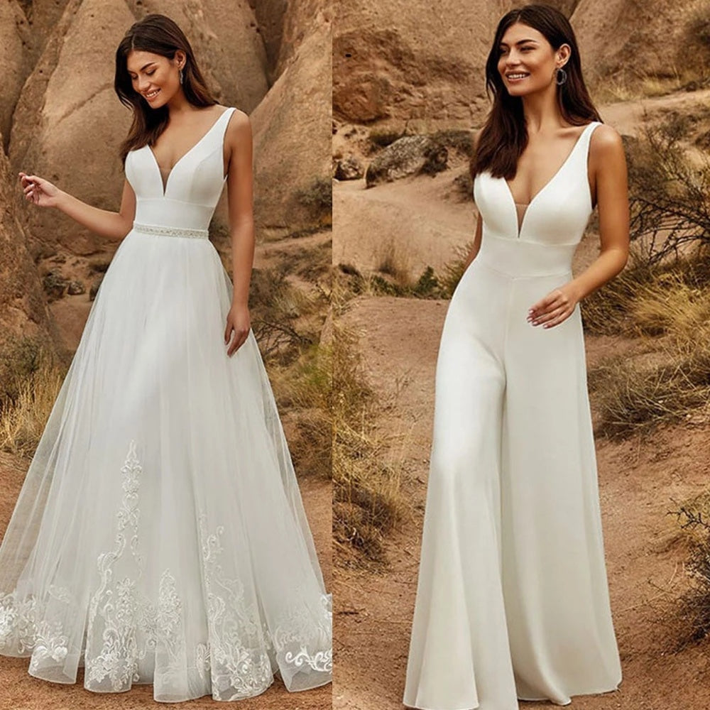 Robe de mariée blanche deux-pièces détachable