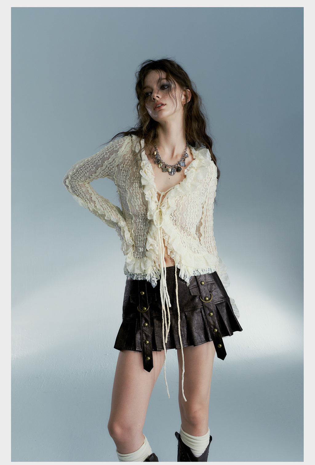 Heavy Wash Viscose Fiber Leather Skirt for Women Autumn Winter