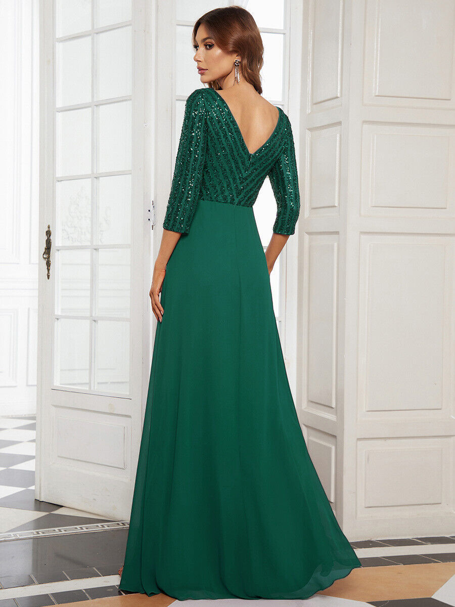 Large Sequin Stitching Evening Dress Sleeveless A-Line