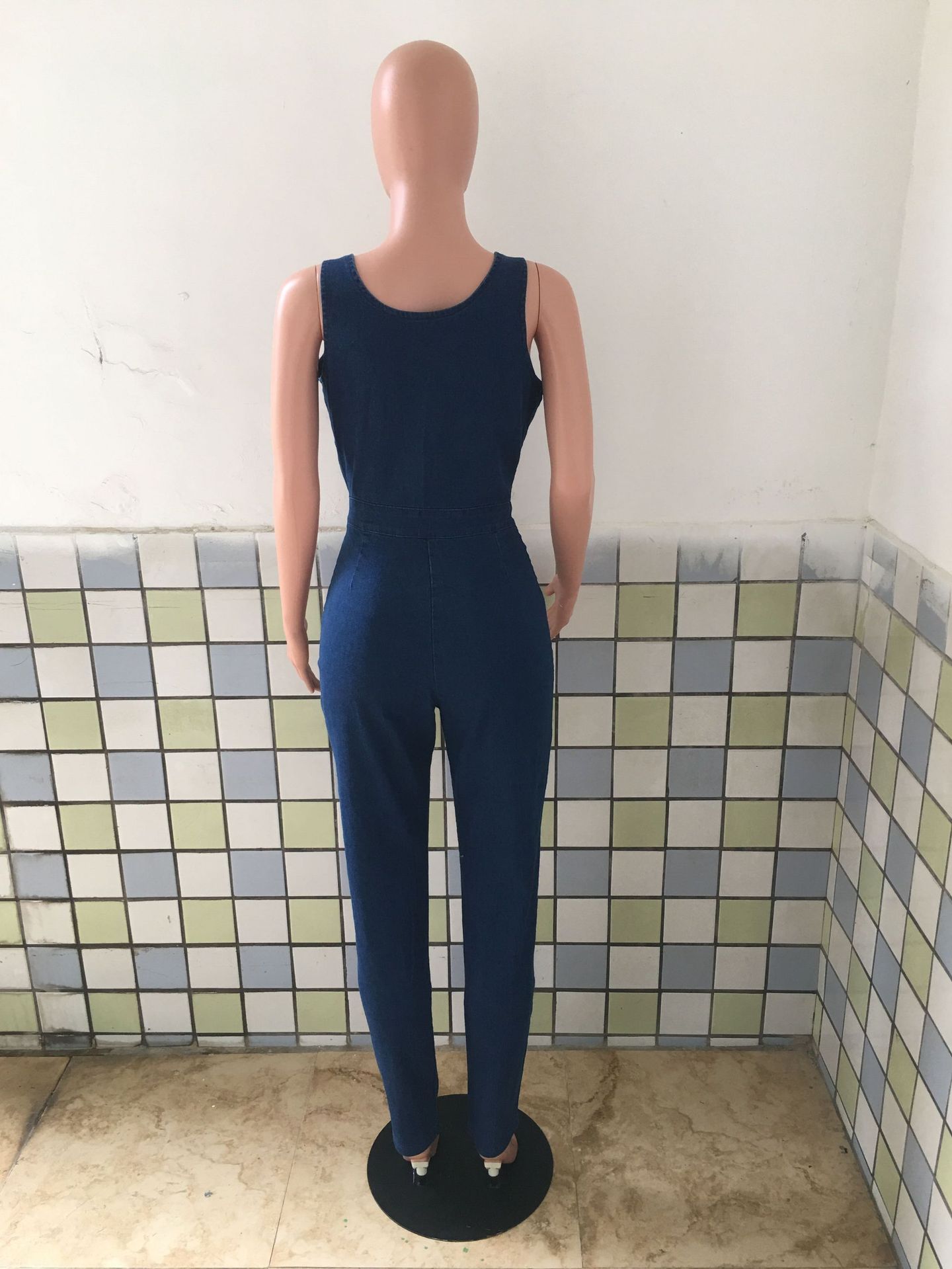 High Elastic Overalls Denim Jumpsuit