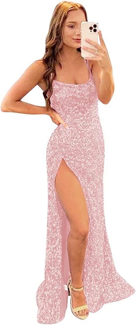 Long Sequin Split Evening Dress