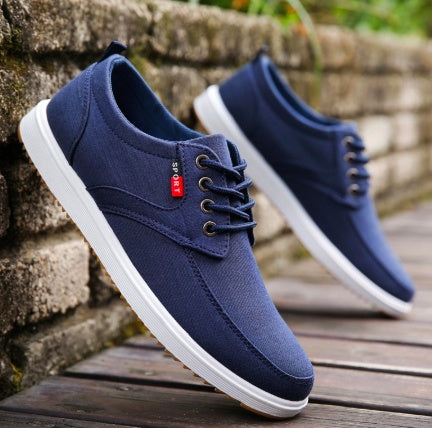 Chaussures plates décontractées en toile respirante à lacets pour hommes