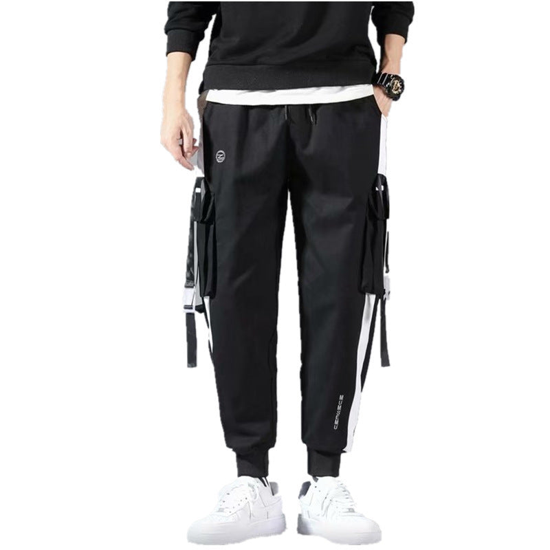 Harlan Black Cargo Pants With Streamers and Small Feet