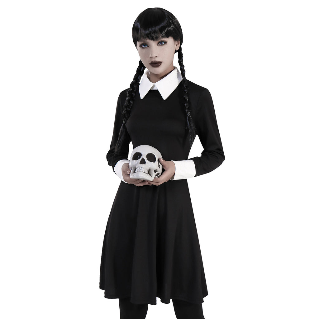 Women's Dark Retro Black Polyester Halloween Dress