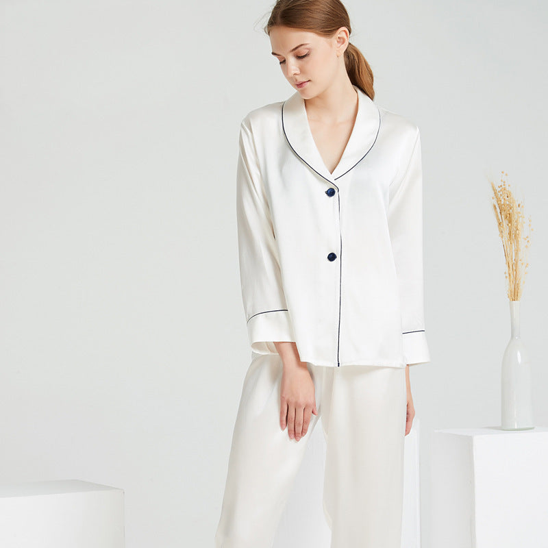 Ensemble de pyjama en soie à manches longues avec col à fruits verts pour filles