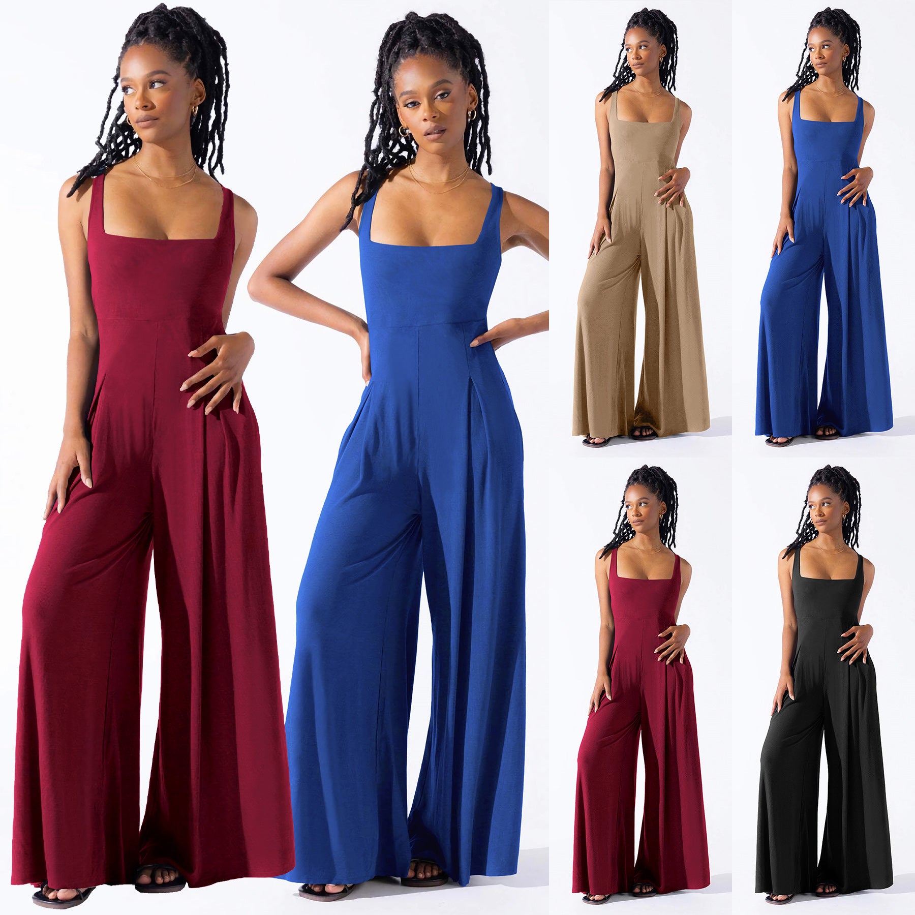 Casual Sleeveless Knitted Wide-Leg Jumpsuit