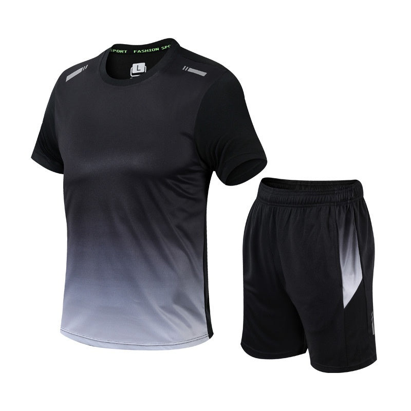Quick Drying Men's Gradient Short Sleeve Two-Piece Set