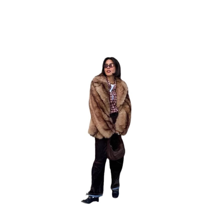 Manteau en fourrure chaud grande taille pour femme