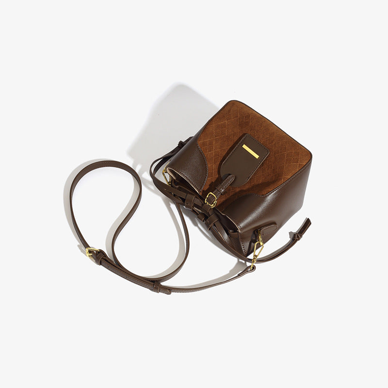 Autumn Winter Tidal Shoulder Messenger Bag in Green & Brown, 18x17x14cm