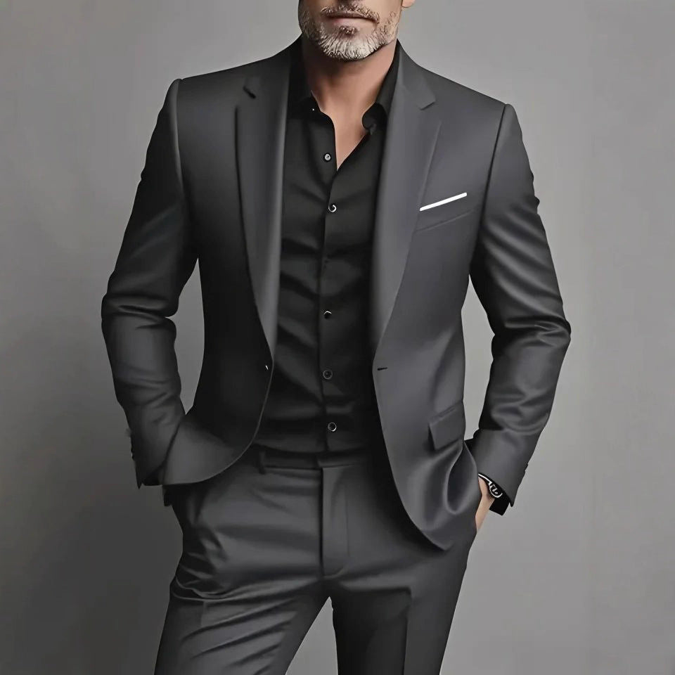 Men's Slim Fit Casual Two-Piece Suit Set