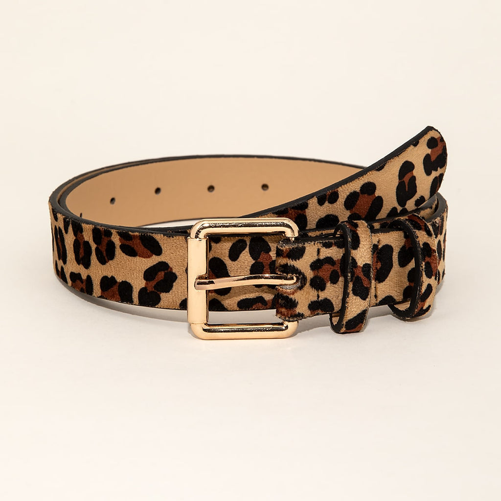 Ceinture d'affaires pour femmes en cuir PU imprimé léopard avec boucle en alliage