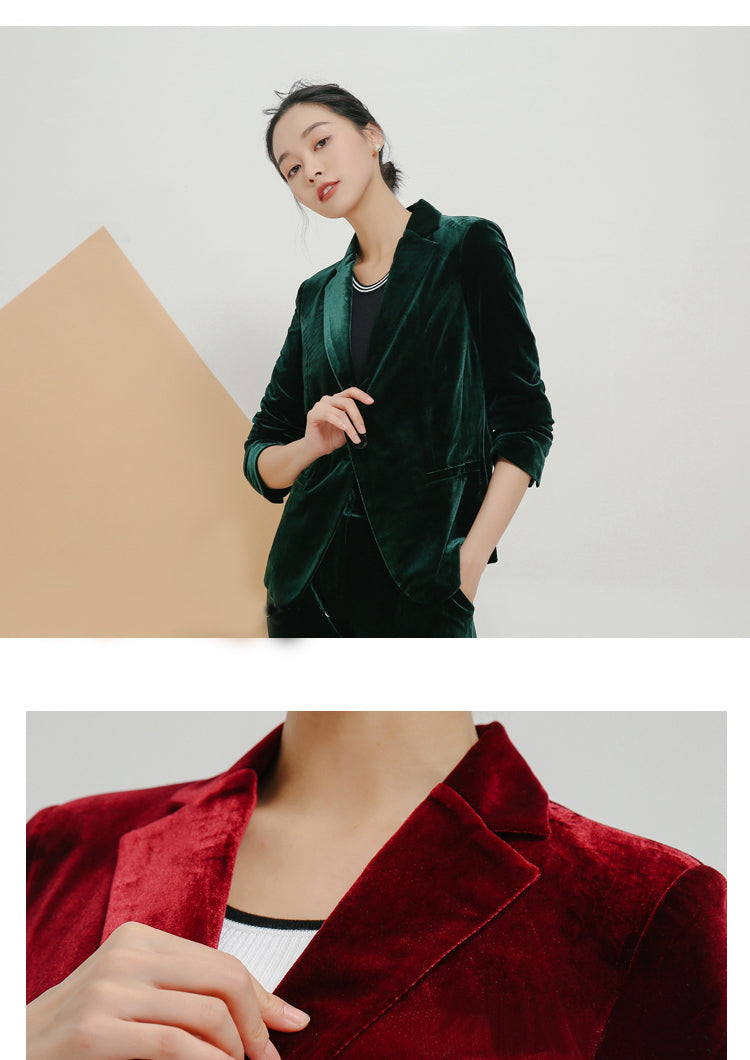 Veste de costume professionnelle en velours coupe ajustée, taille S