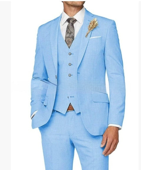 Ensemble de costume trois pièces décontracté ajusté pour homme