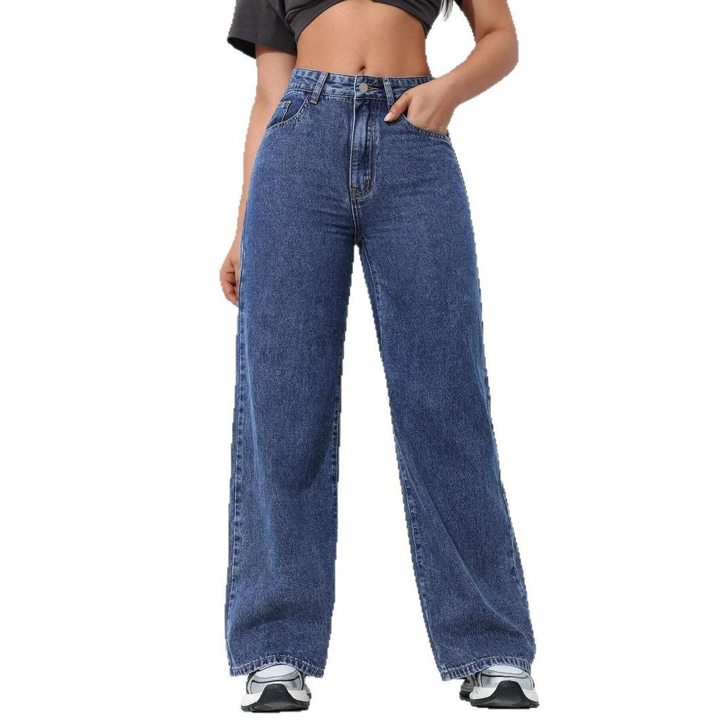 Women's High Waist Loose Straight Wide Leg Denim Jeans
