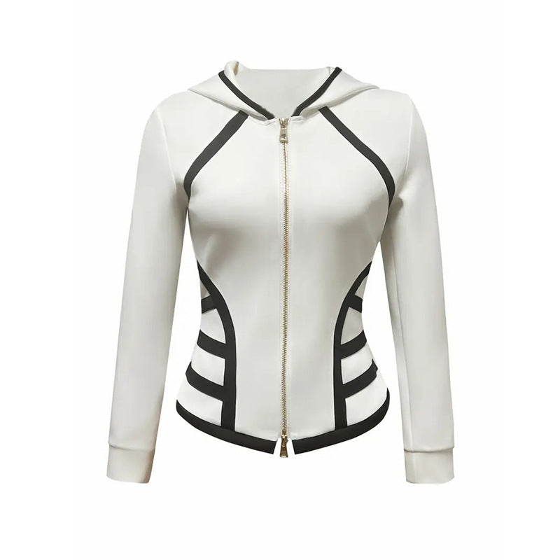 Slim Fit White Slimming Top Long Sleeve Polyester