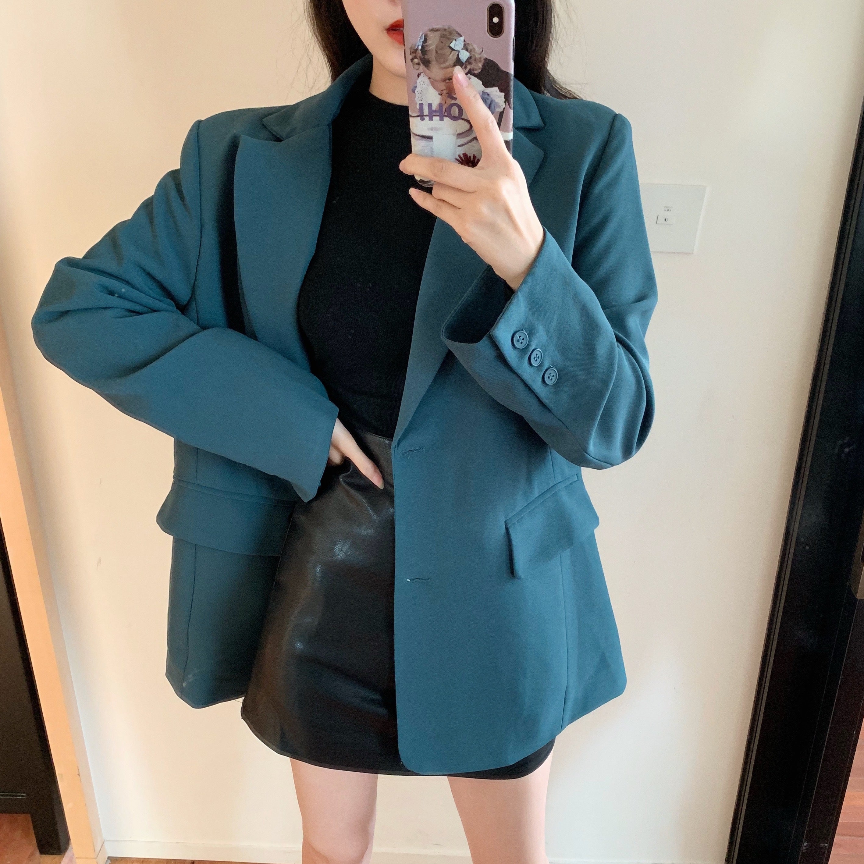 British Style Retro Plain Single-Breasted Blazer