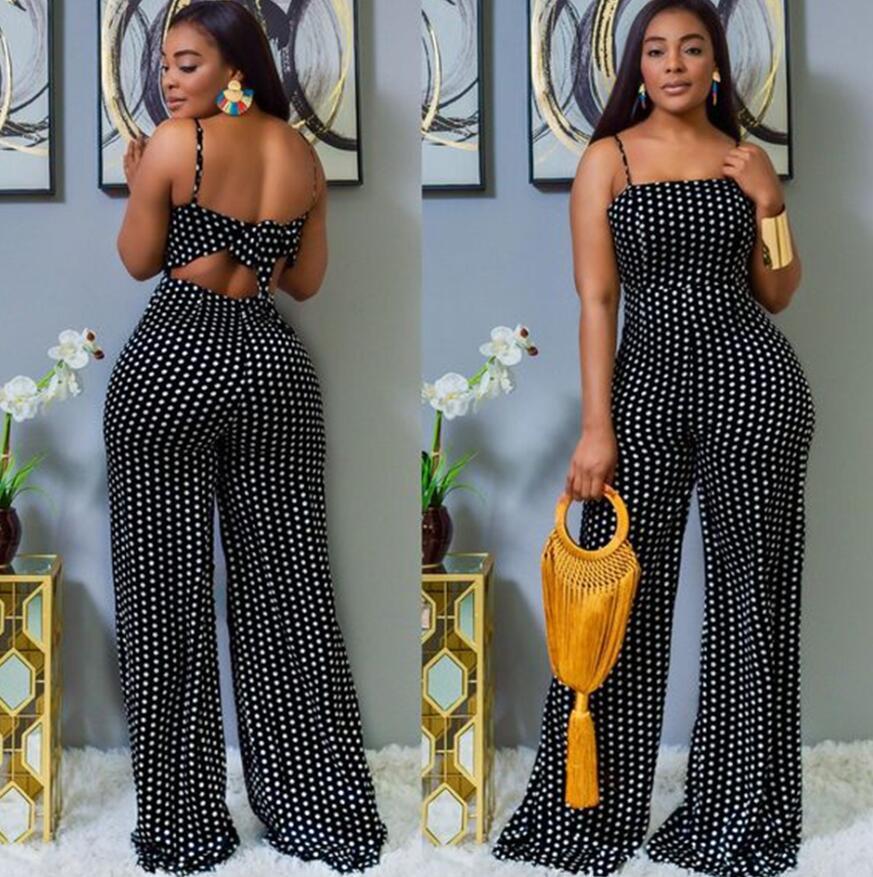 Blotted Print Wrap Chest Loose Jumpsuit Overalls