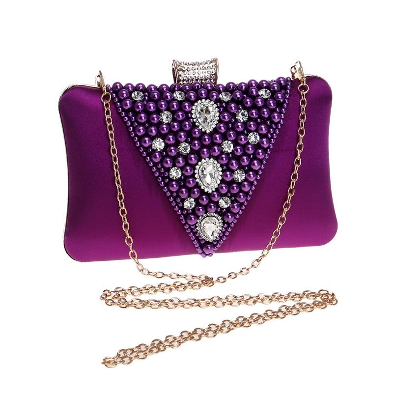 Pearl Embroidered Evening Banquet Bag with Handle