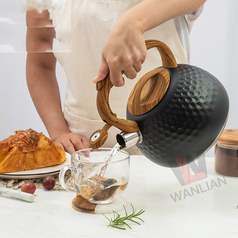 Black Hammer Pattern Whistle Kettle Coffee Brewing Milk Sound Water Pot