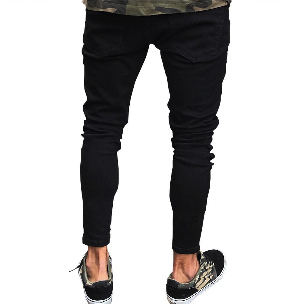 Men's Low Waist Pencil Pants Jeans Long Basic Broken Clothes