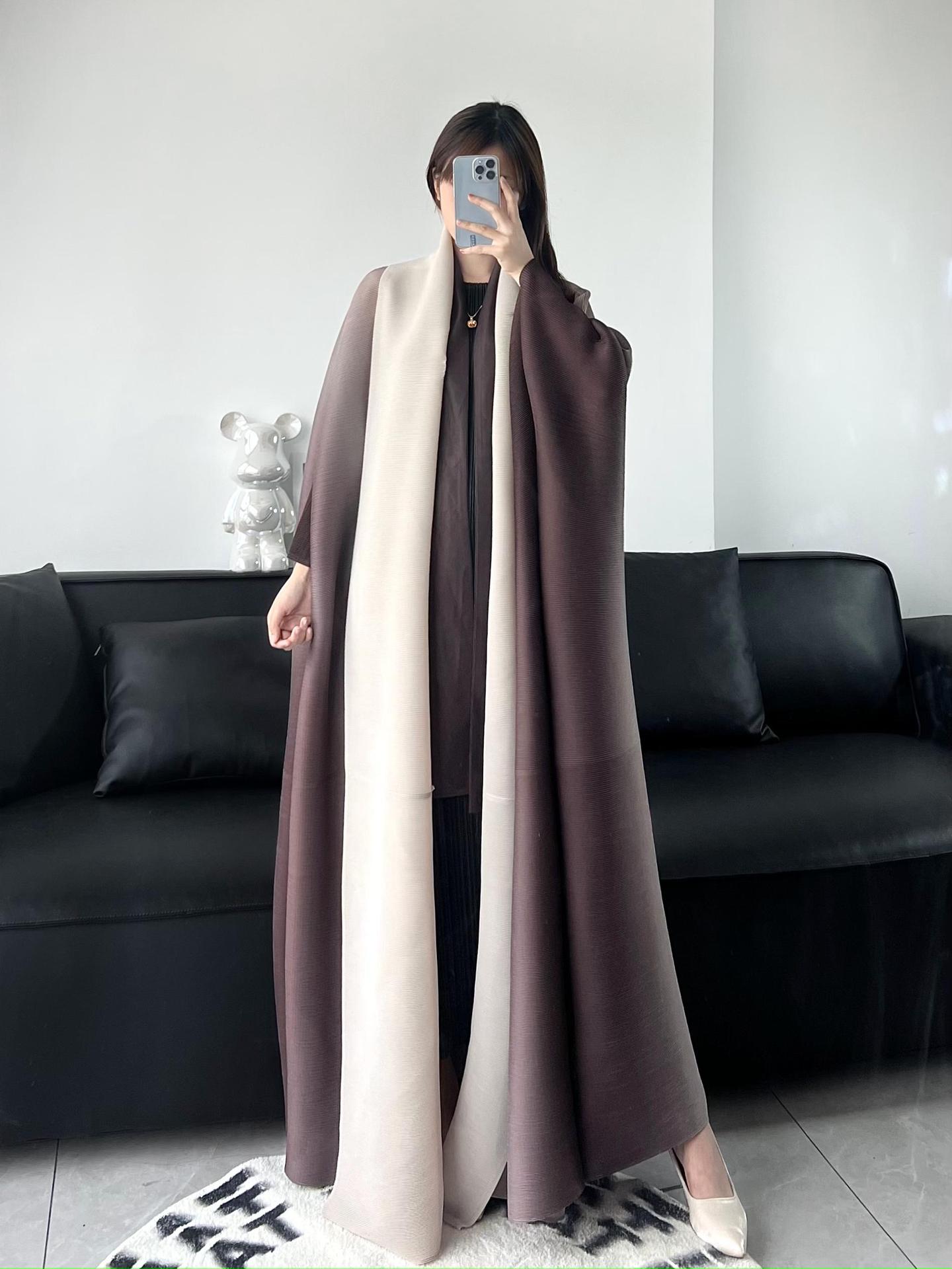 Pleated Print Fashionable All-match Lace-up Loose Arabian Abaya Robe