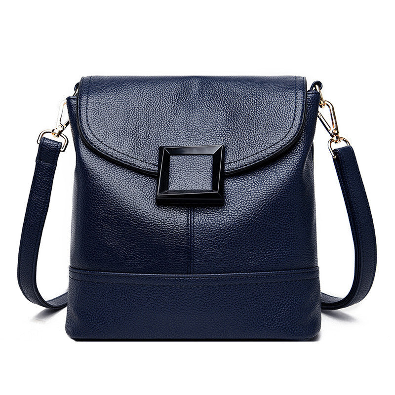 Sac à bandoulière en PU souple, petit carré, motif litchi, avec double sangle