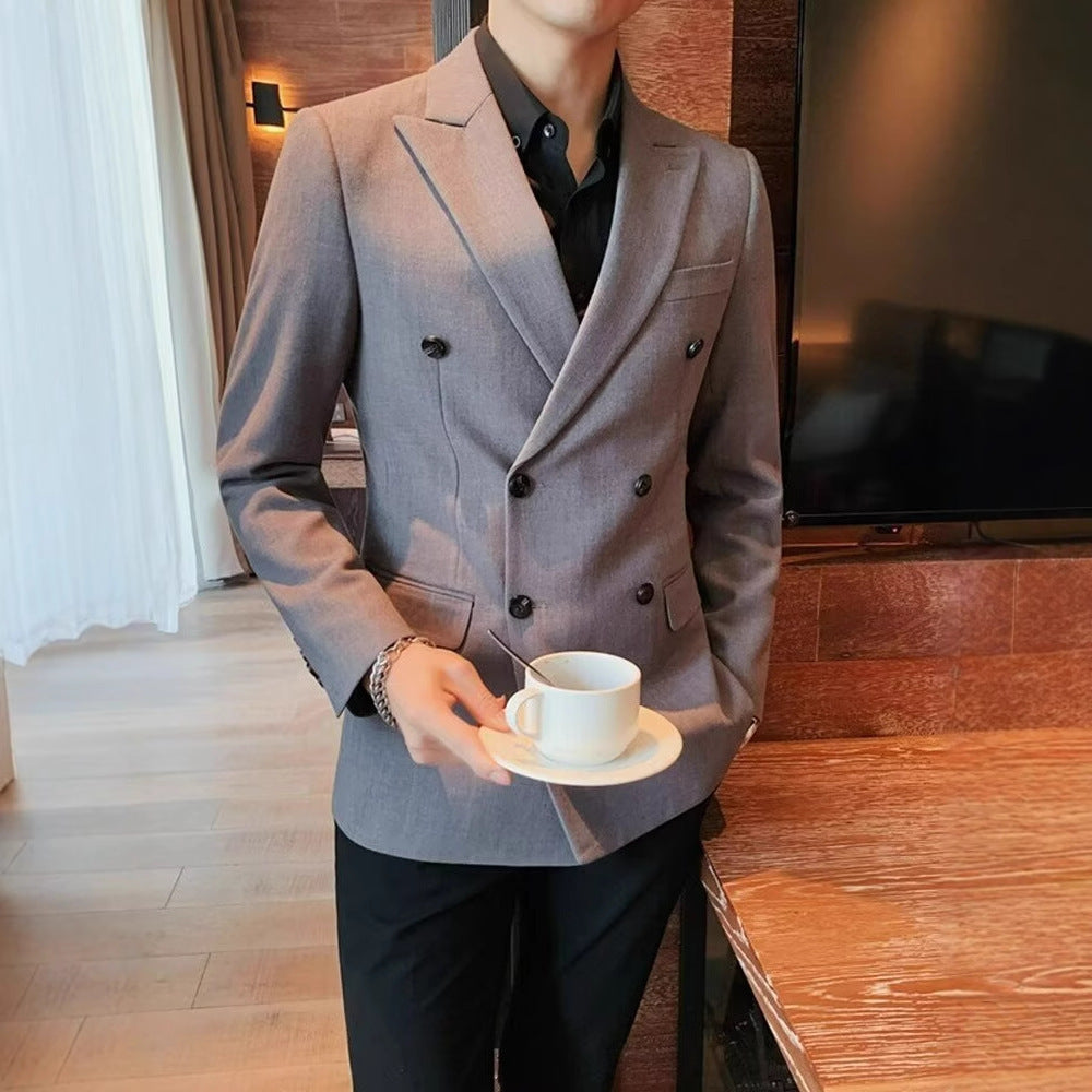 Men's Casual Solid Color Double-Breasted Corduroy Jacket