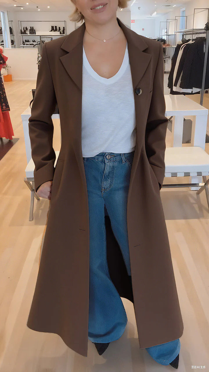 Women's Leopard Print Lapel Coat Casual Trench