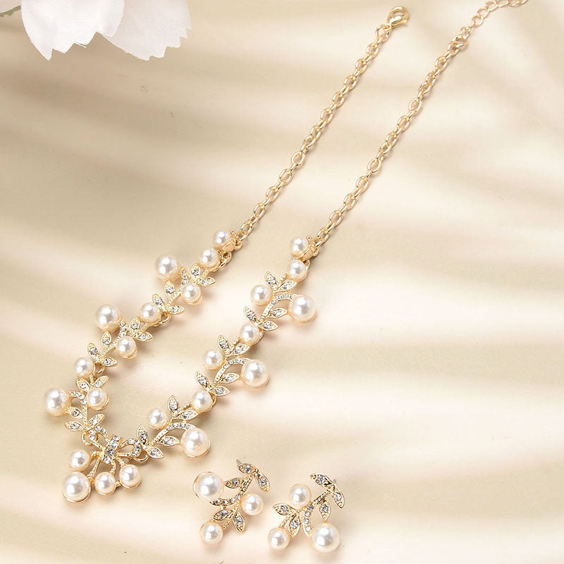 Pearl Bohemian Necklace and Earrings Set with Adjustable 36cm Chain