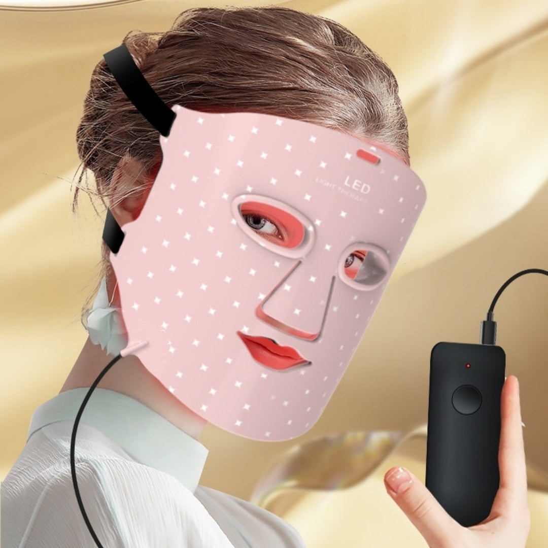 Colorful Pink Silicone Photon Skin Rejuvenation Mask for Face & Neck
