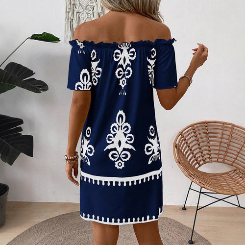 Minimalist Slim Fit Navy Blue Casual Dress for Women