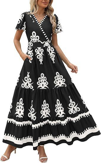 Robe étagée à manches évasées Floral Apricot