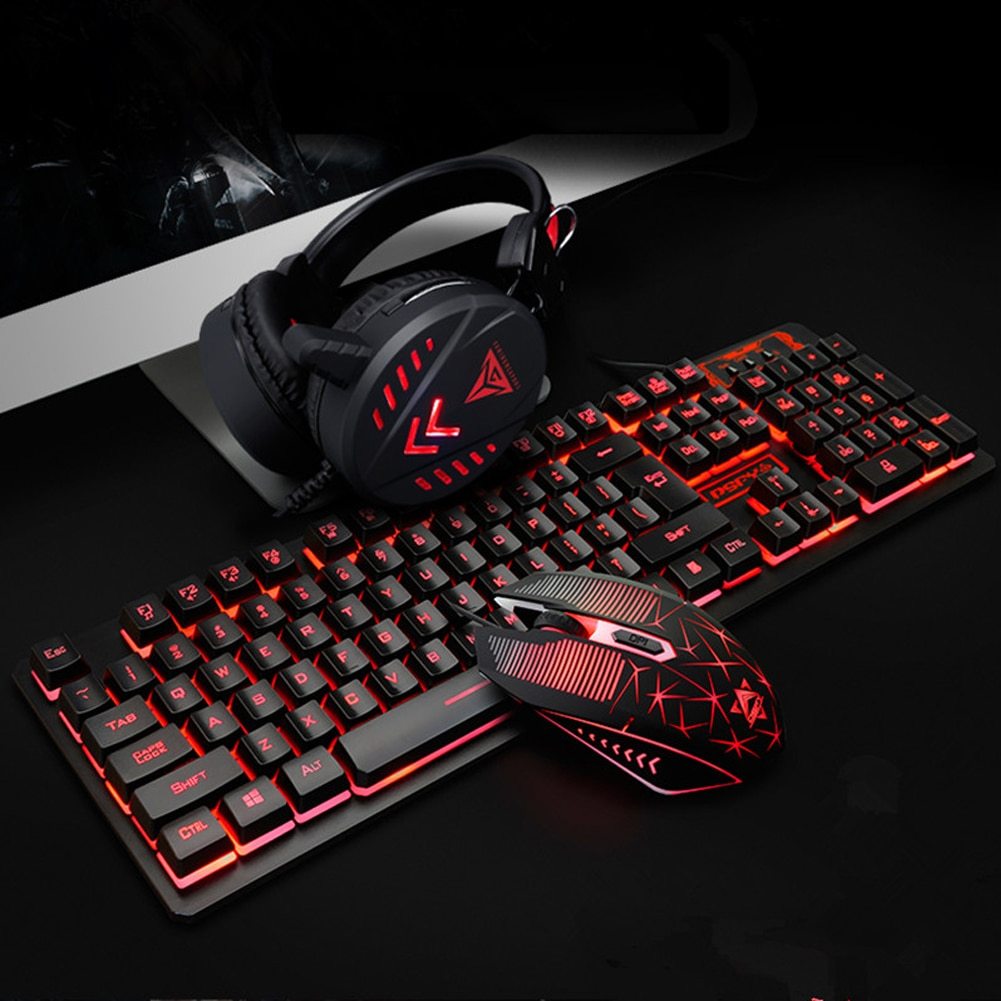 USB Wired Luminous Gaming Keyboard and Mouse Set with Backlight