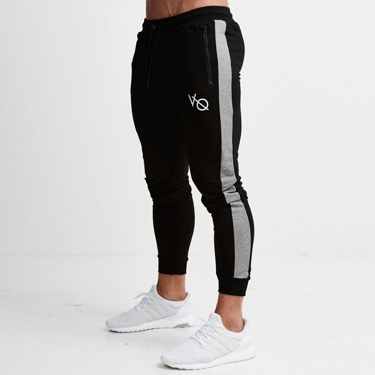 Splicing Zipper Slim Fit Running Pants