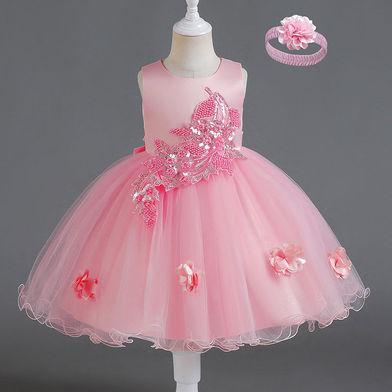 Girls' High-End Sleeveless Dress in Multiple Colors