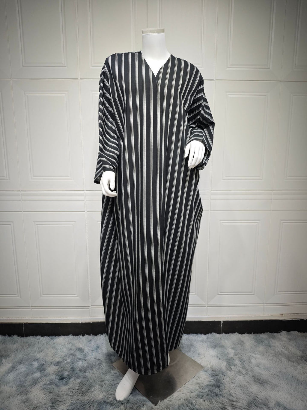 Middle Eastern Women's Long Striped Zebra Cardigan Coat