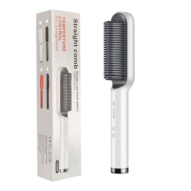 2-in-1 Electric Hair Straightener & Hot Comb with Negative Ion Curling Tong