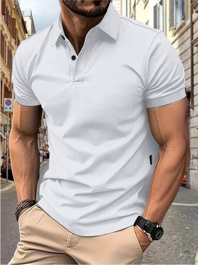 Men's Summer Solid Color Slim Fit Short Sleeve Tops