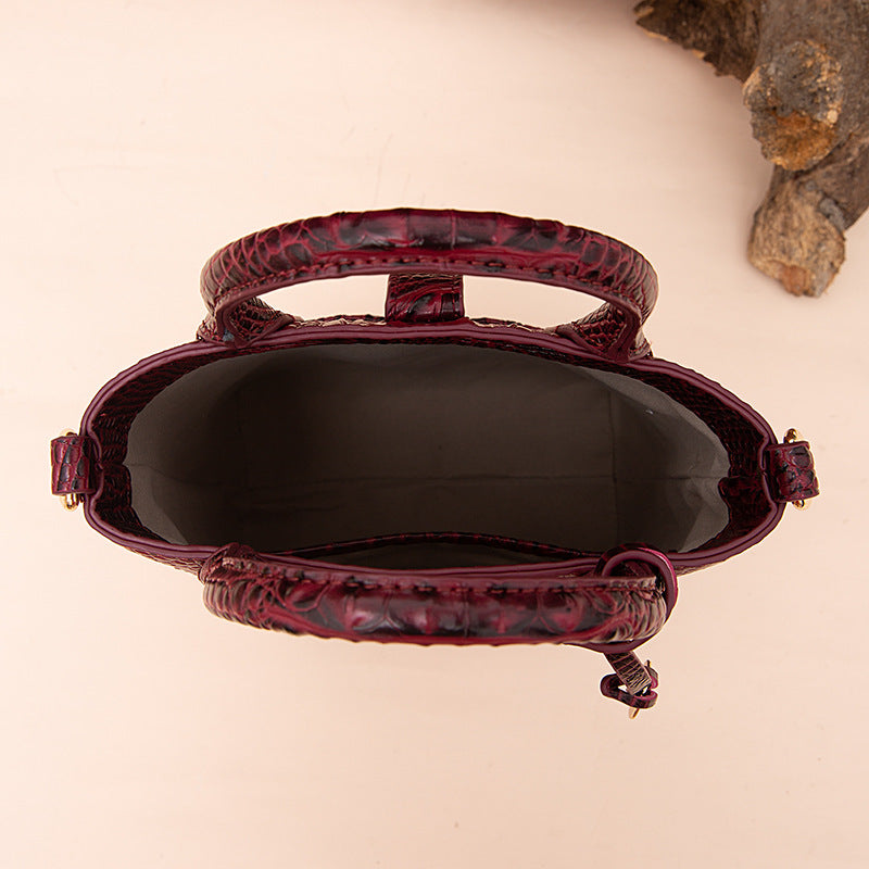 Women's Retro Multi-color Concave-convex Crocodile Pattern Shoulder Bag