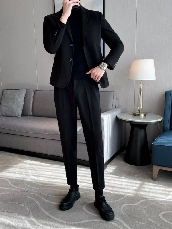 Veste en laine légère Manteau épais Costume décontracté pour hommes
