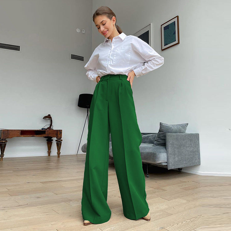 High Waist Loose Commuter Trousers in Klein Blue